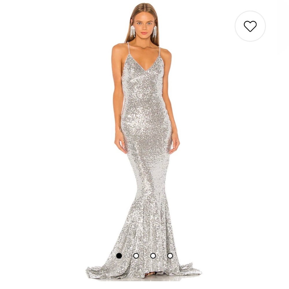 NWOT Norma Kamali Sequin Mermaid Fishtail Gown in Silver